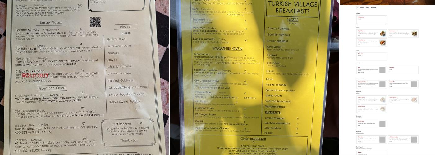 Clay & Fire Menu