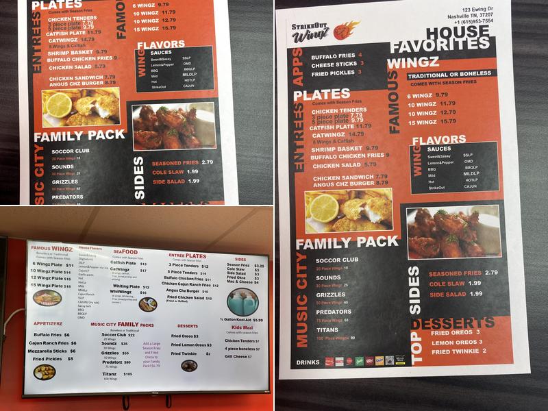 StrikeOut Wingz Menu