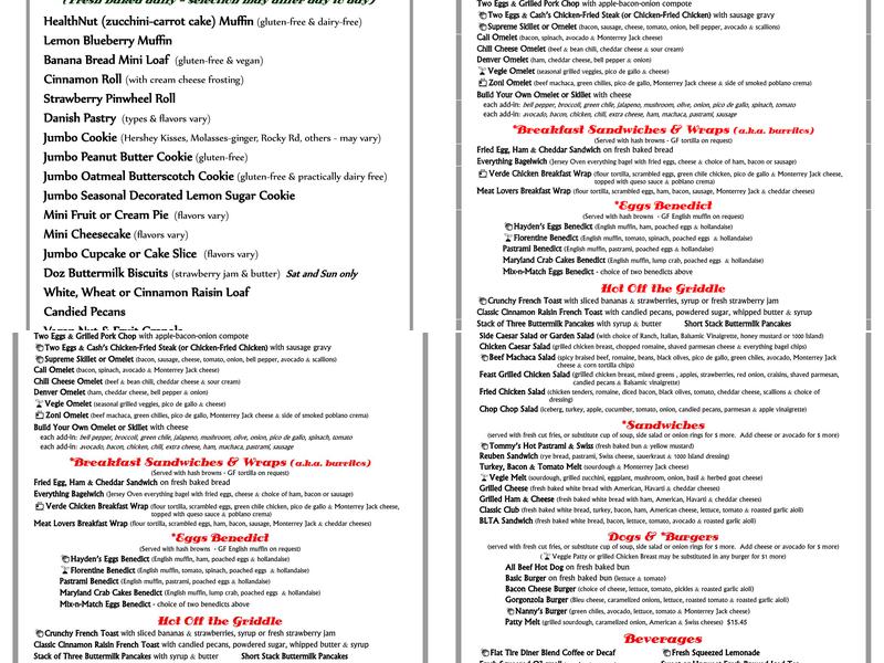 Flat Tire Diner Menu