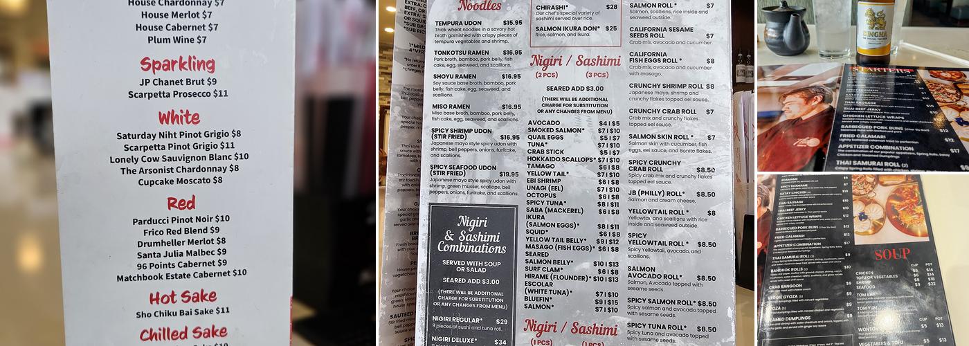 Thai Samurai Mount Juliet Menu