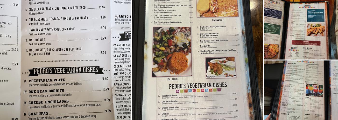 Pedro's Tacos & Tequila Bar Harahan Menu
