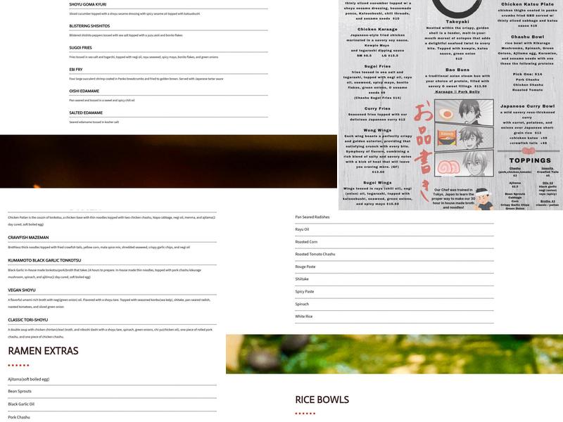 Boru Ramen Menu