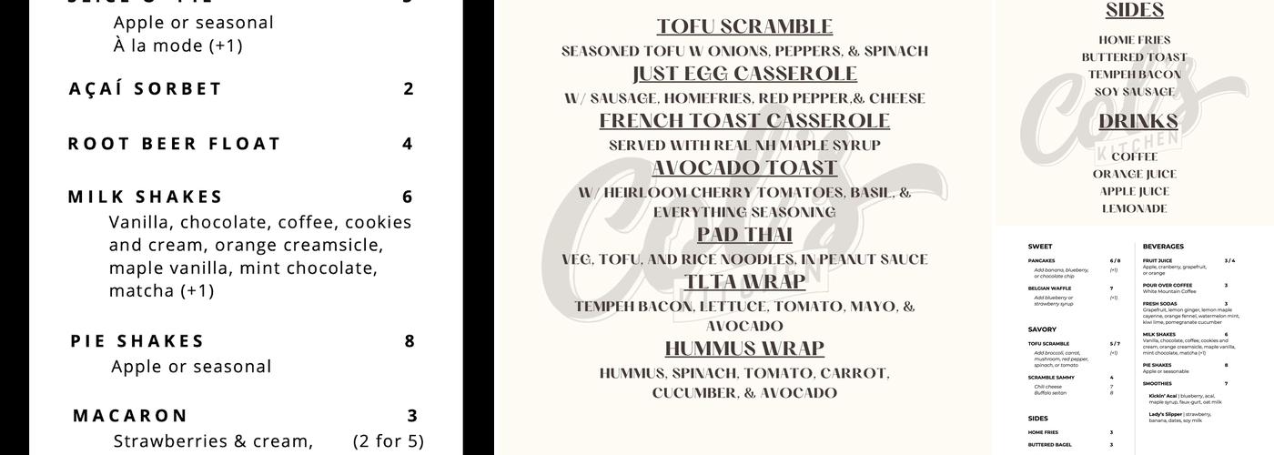 Col's Kitchen Menu