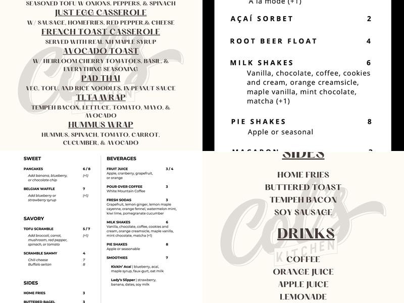 Col's Kitchen Menu