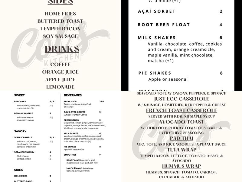 Col's Kitchen Menu