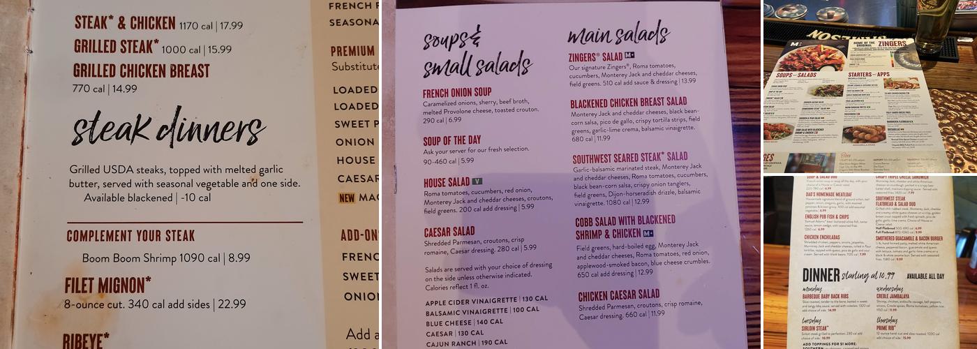 Miller's Ale House Menu