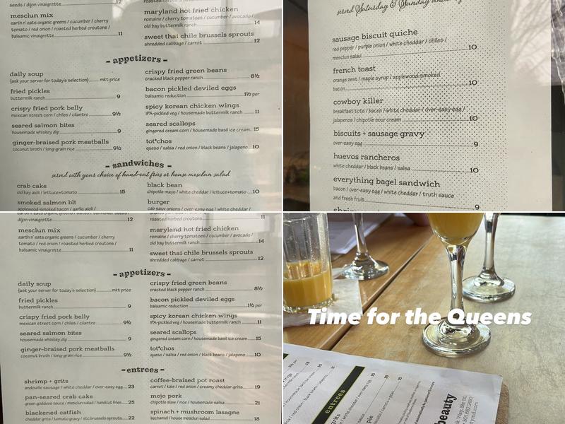 Truth and Beauty Menu