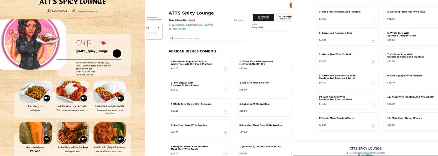 Atts spicy catering LLC Menu