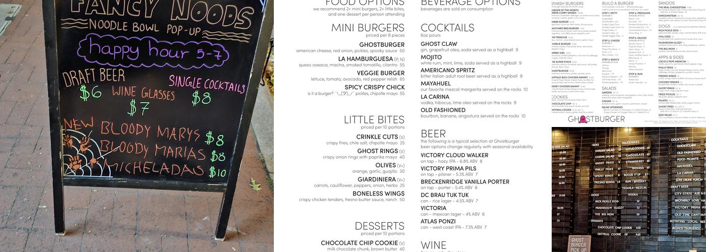 Ghostburger Menu