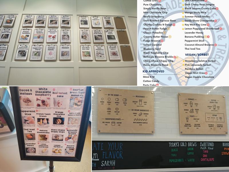 Sarah’s Handmade Ice Cream Wildwood Menu