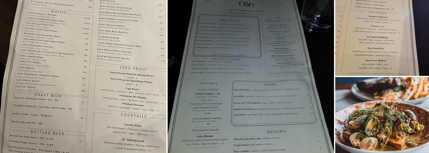 Olin Bar & Kitchen Menu