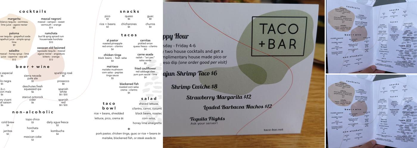 Taco + Bar Menu