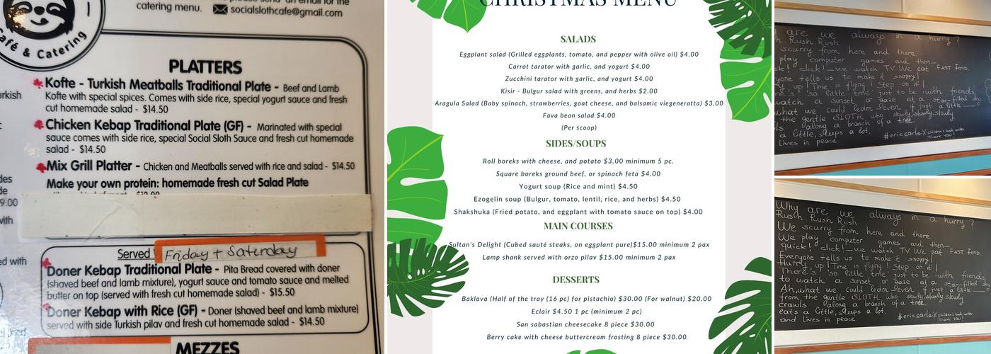 Social Sloth | Cafe & Catering Menu