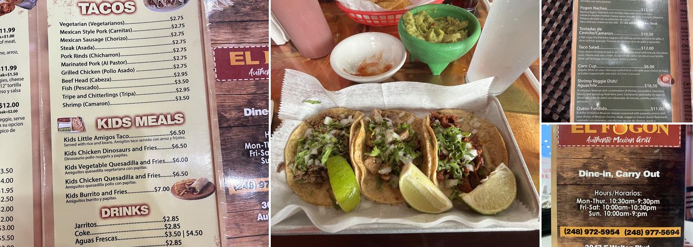 El Fogon Authentic Mexican Grill Menu