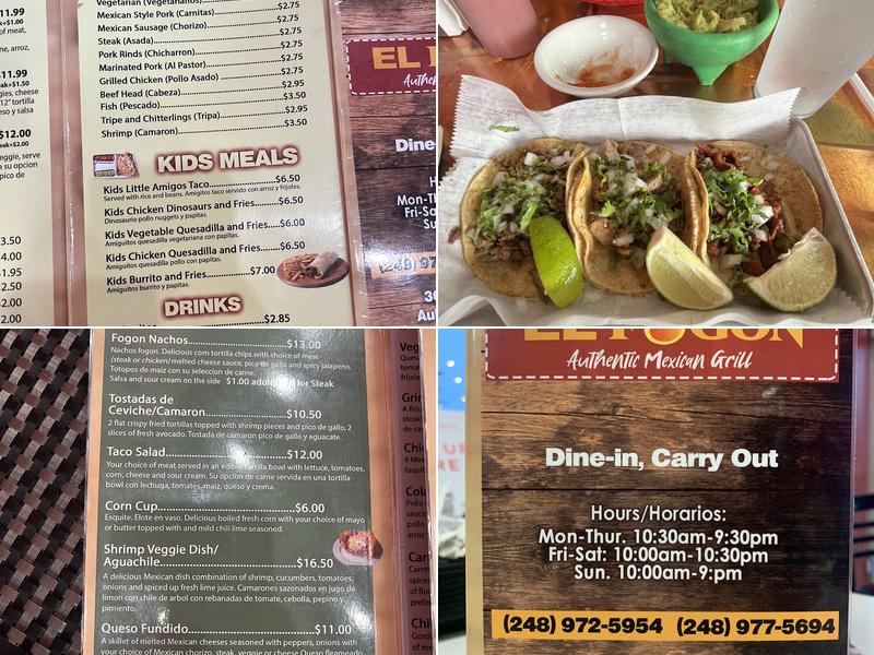 El Fogon Authentic Mexican Grill Menu