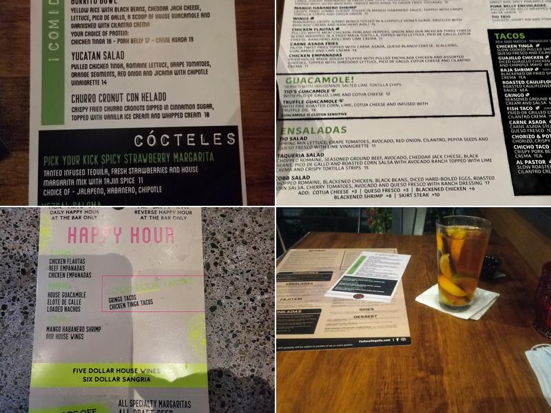 Tio Taco + Tequila Menu