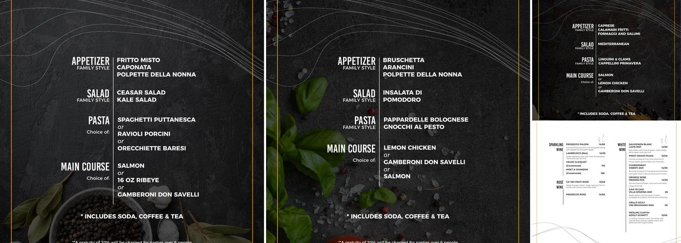 Savelli Menu