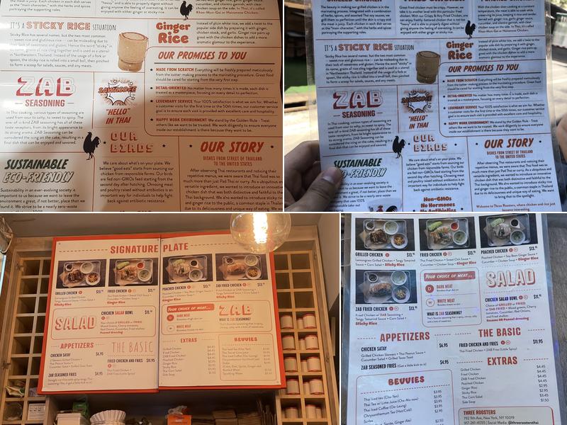 Three Roosters Menu