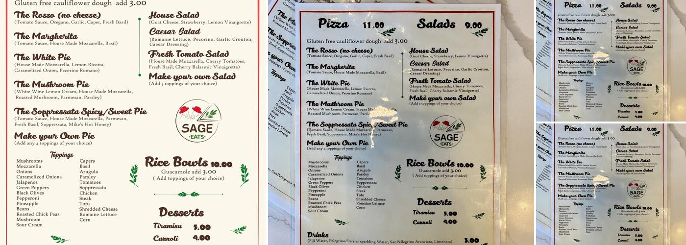 Sage Eats Menu