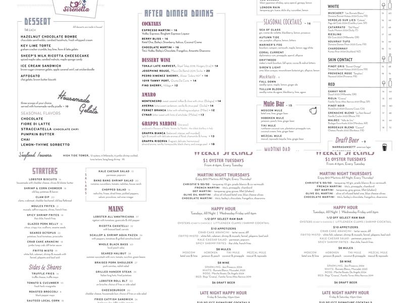 Sirenetta Menu