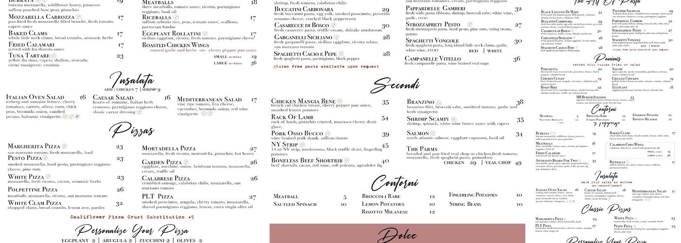 Mangia Bene Menu