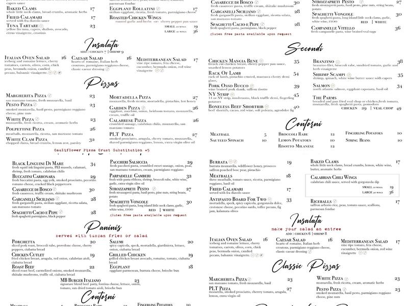 Mangia Bene Menu