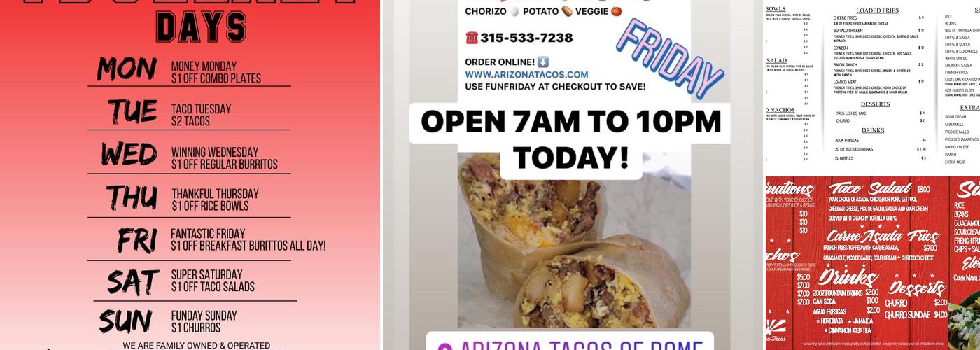 Arizona Tacos Menu