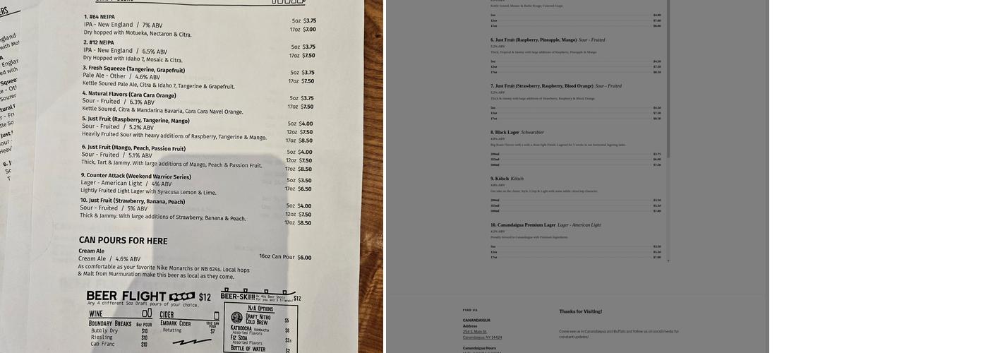 Frequentem Brewing Co. Menu