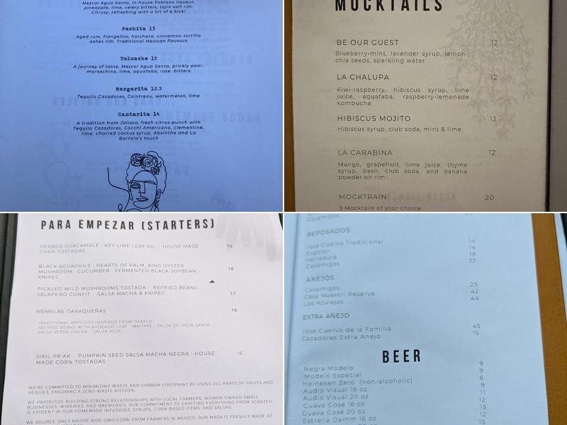 La Bartola Menu