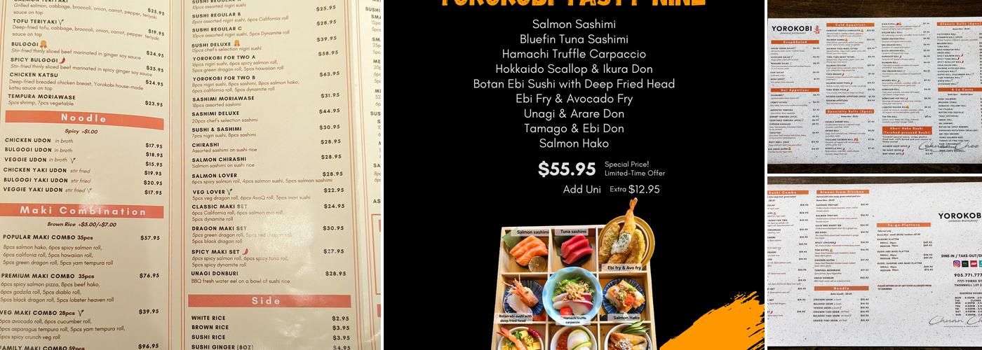 Yorokobi Japanese Restaurant Menu