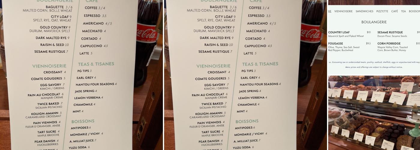 Frenchette Bakery Menu