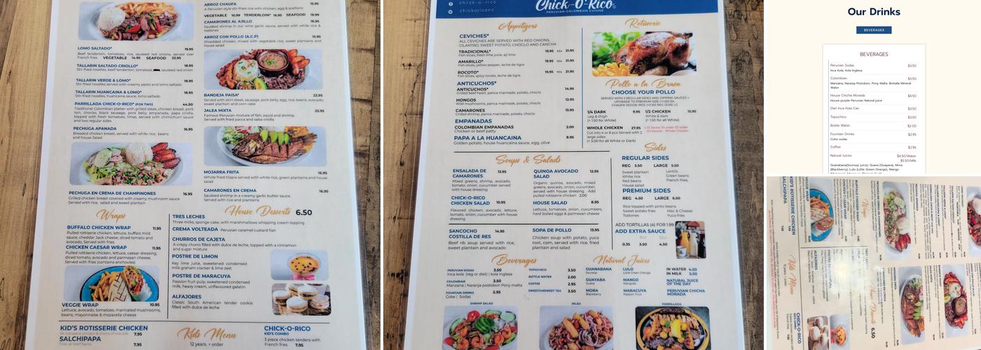 Chick-O-Rico Menu