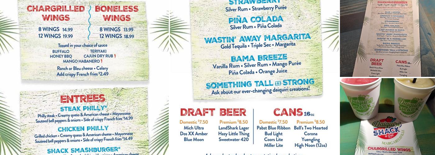 Daiquiri Shack & Grill Margaritaville Menu