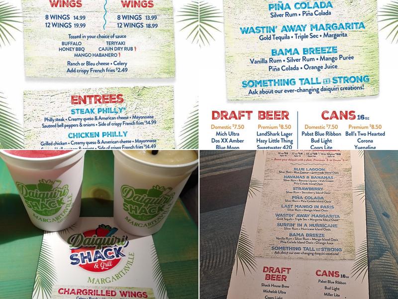 Daiquiri Shack & Grill Margaritaville Menu