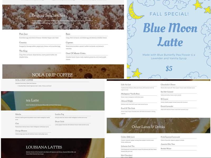 Bebettes: A New Orleans Coffeehouse Menu