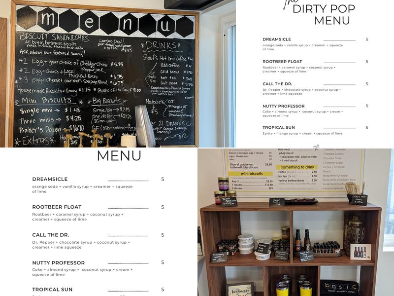 Basic Biscuits, Kindness, Coffee Menu