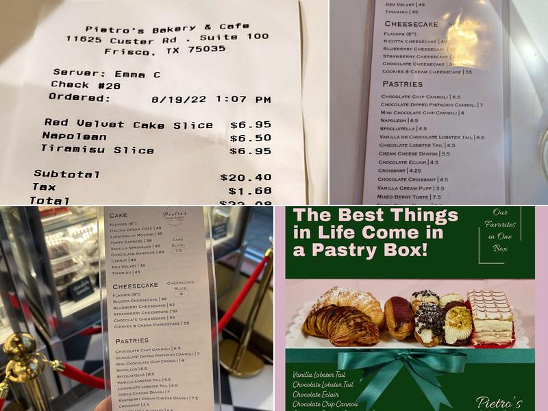 Pietro's Italian Bakery Menu