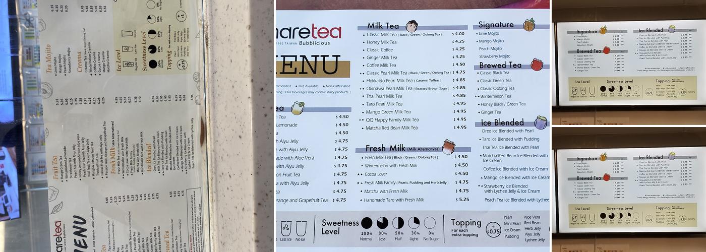 Sharetea Camas Menu
