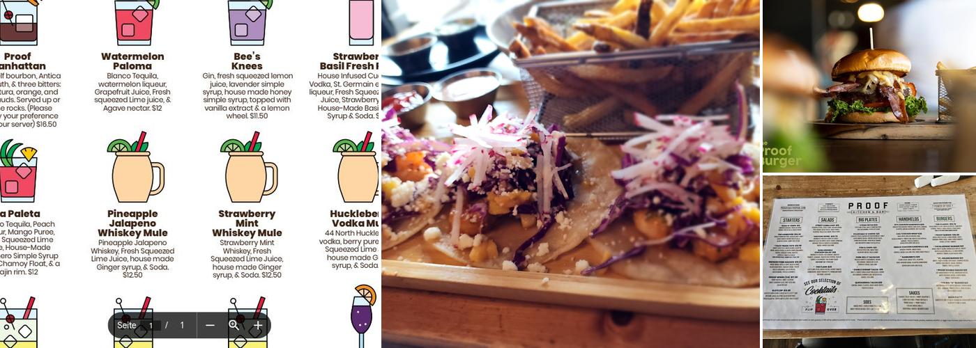 Proof Kitchen and Bar Menu