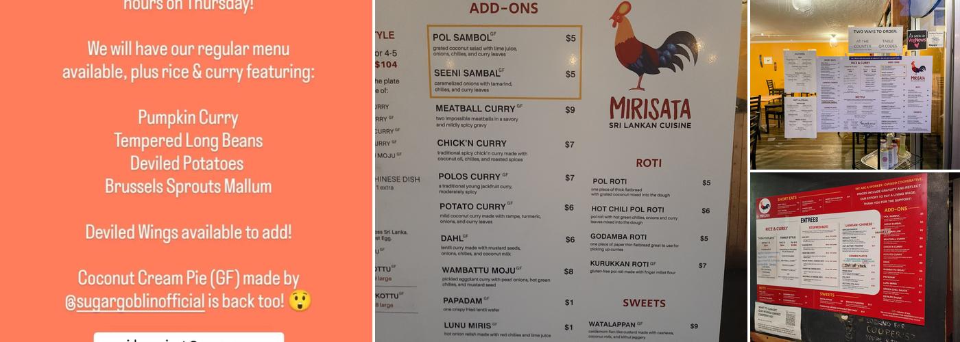 Mirisata Menu