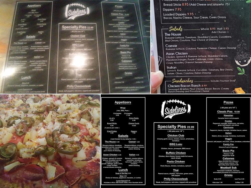 Sidelines Pizzeria Menu