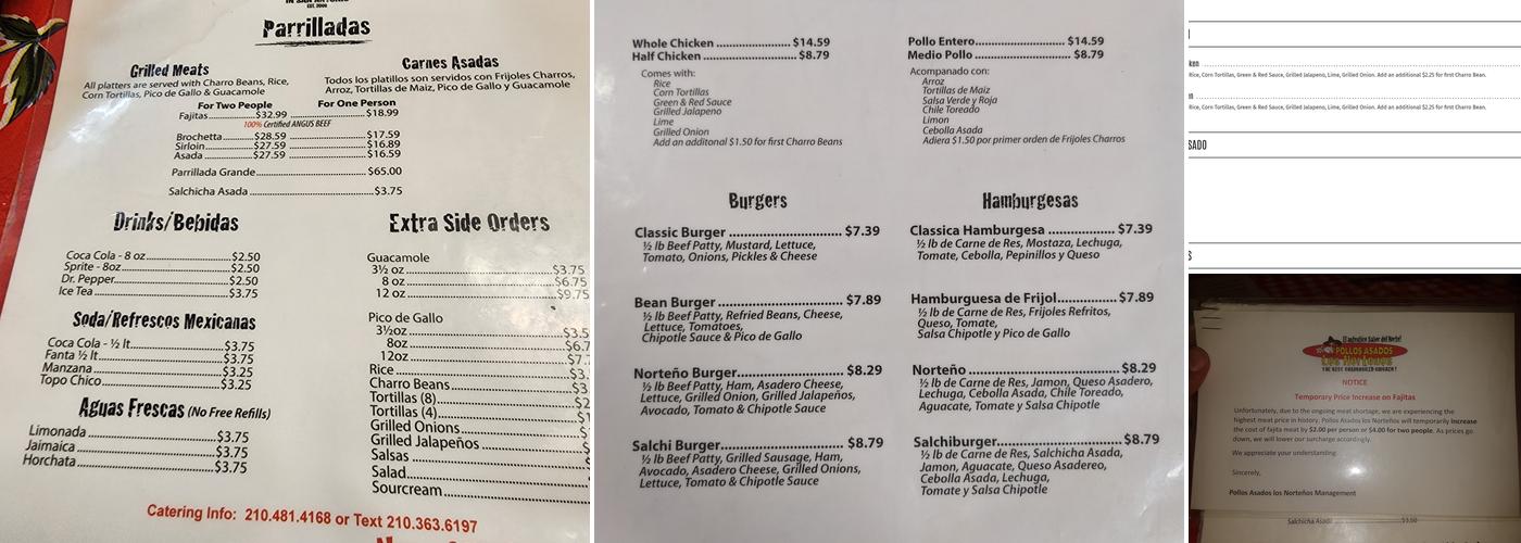 Frank's Pollos Asados los Norteños Menu