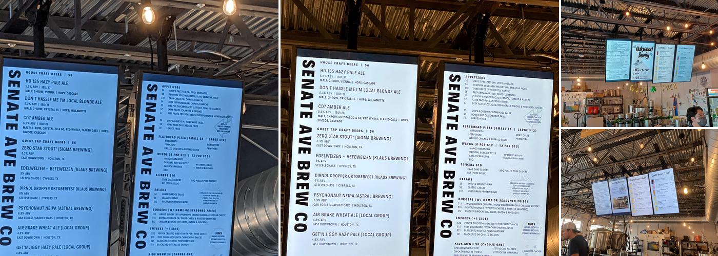 Senate Avenue Brewing Company Menu