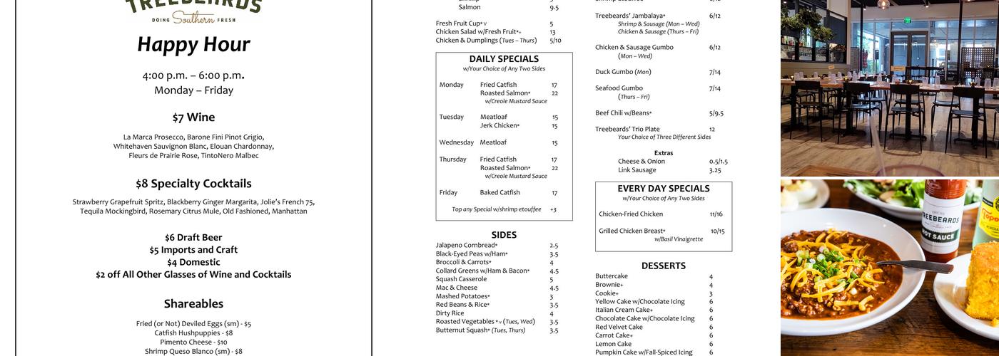 Treebeards Menu