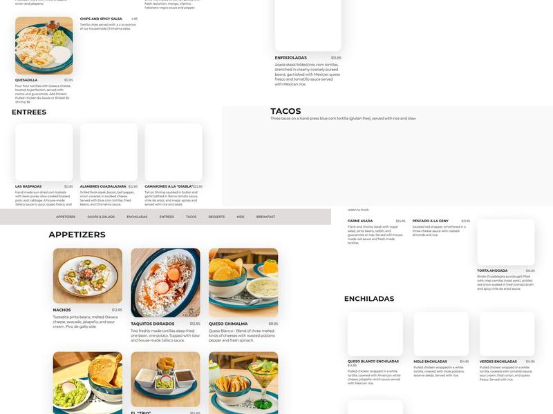 Chimalma Restaurant Menu