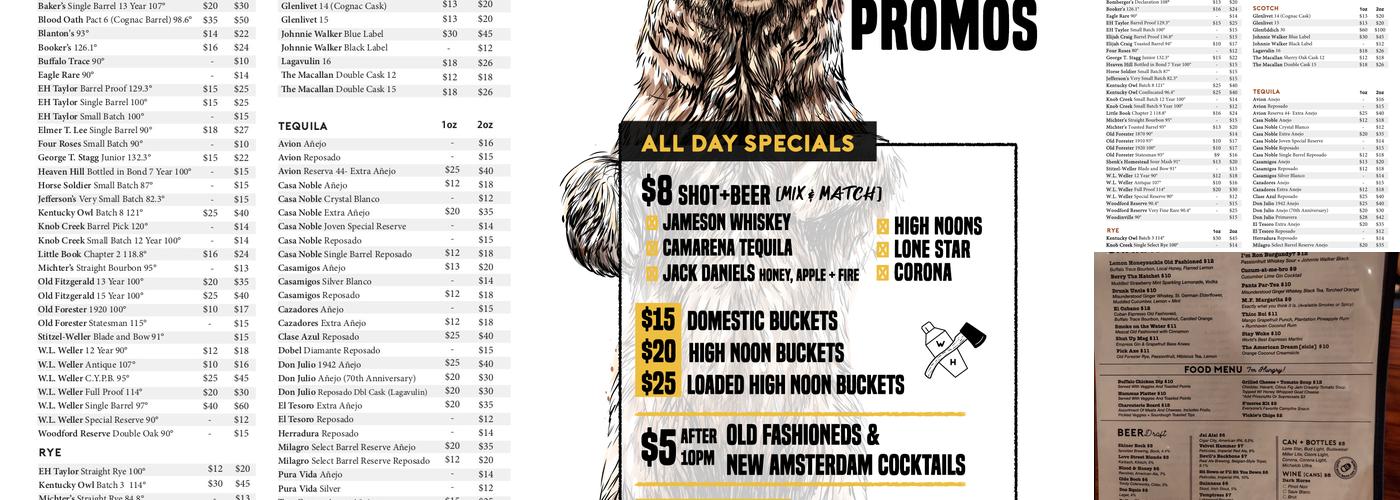 Whiskey Hatchet Menu