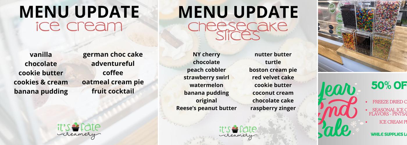 It's Fate Creamery Menu