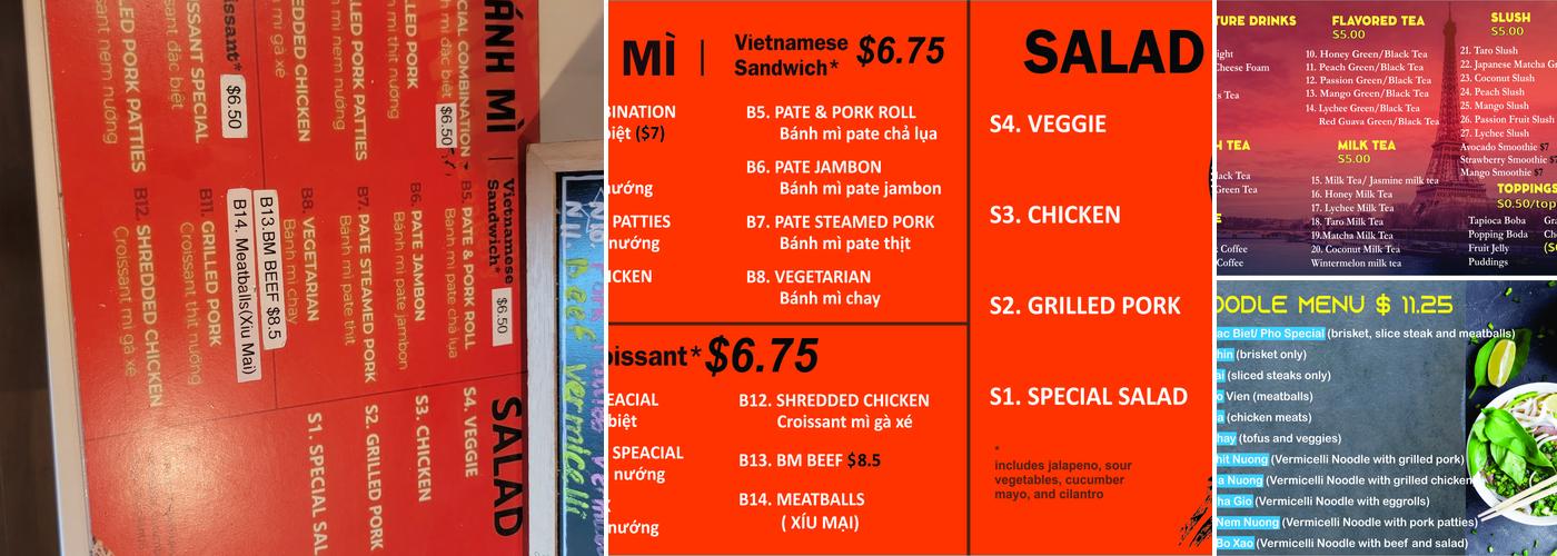 Paris Banh Mi Pho Pearland Menu
