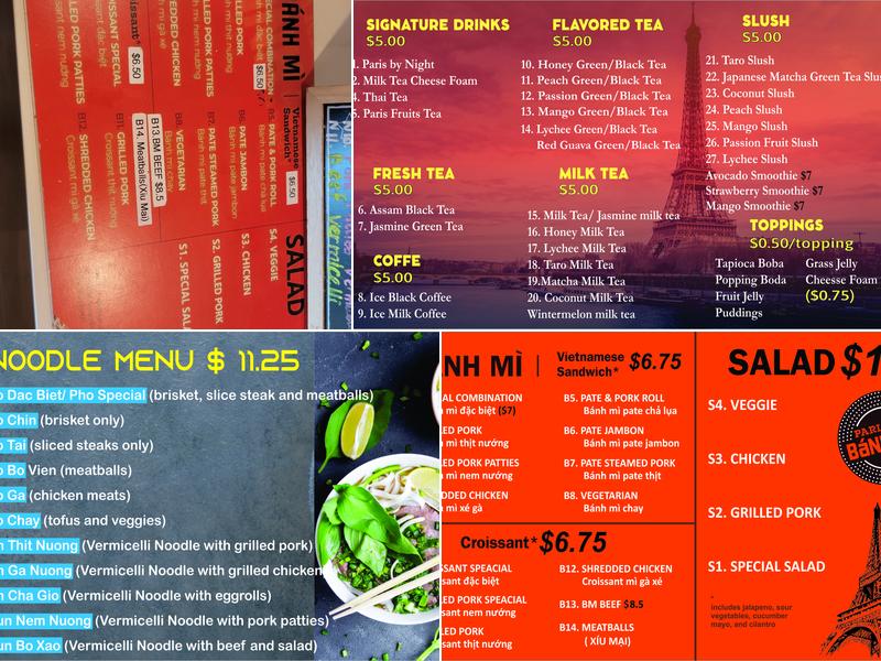 Paris Banh Mi Pho Pearland Menu