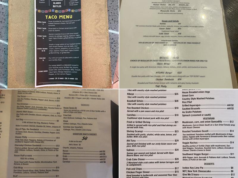 Atomic Bottle Menu